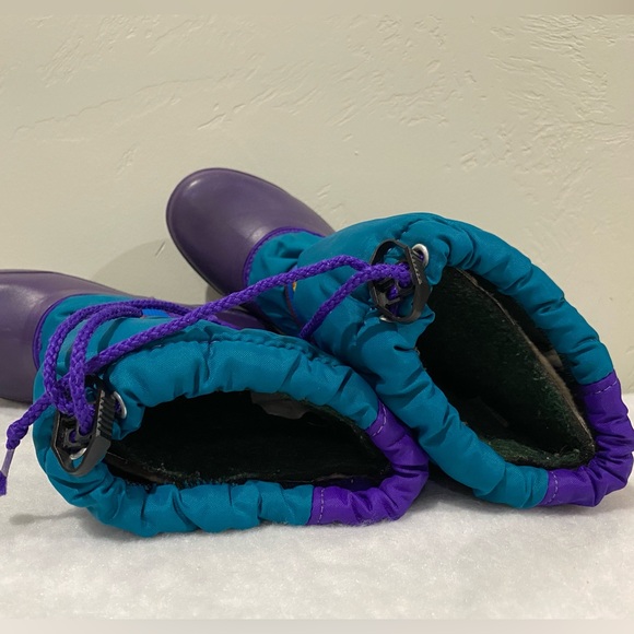 Sorel Retro Purple and Teal Pullon Cinch Closure Insulated Snow Boots US Size 1 - Picture 5 of 10